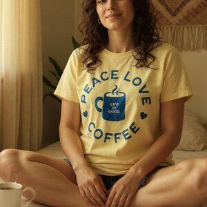 Life is Good Peace Love Coffee Women's Crusher Crew Tee Shirt
